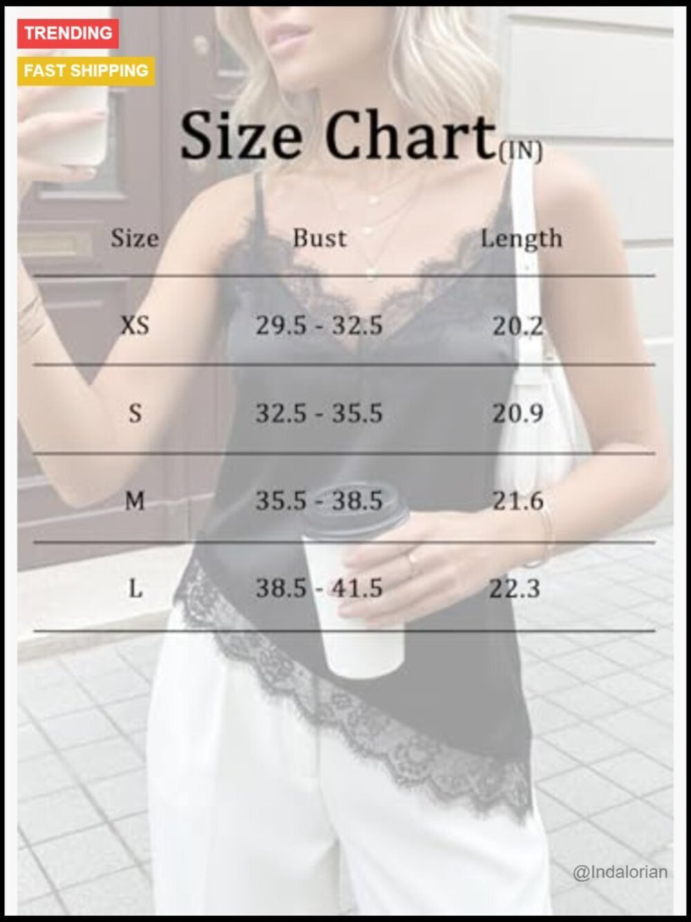 Satin Lace Trim Asymmetrical Camisole Tank Top Cami Going Out - Picture 6 of 6